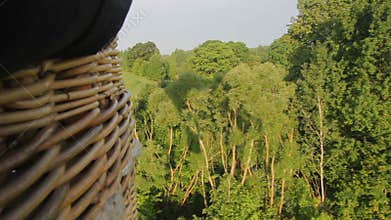 Flying over forest on hot air balloon