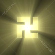 Buddhism swastika sign of buddha light flare
