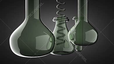 Loop rotate glass on gray background