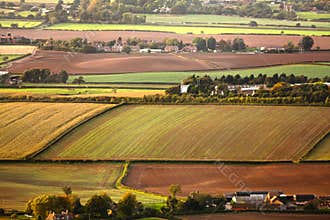 Aerial farmland fields