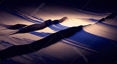 Dramatic abstract waves with dark shadows and blue painted lines