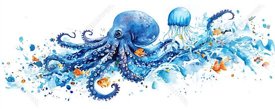 A vast collection of marine creatures. Adorable underwater set featuring an octopus, seahorse, jellyfish, turtle