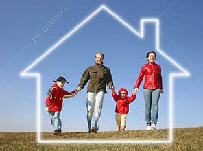 Running family in dream house