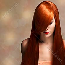 Beautiful young woman with elegant long shiny hair