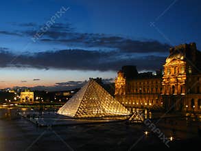 Twilight over Louvre 05, Paris, France