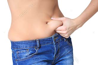 Fat woman isolated over white