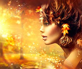 Autumn Woman Fantasy Fashion Portrait