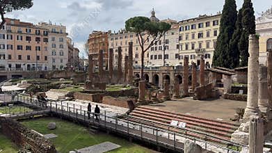 Scenic panoramic Largo di Torre Argentina vista, Rome, Italy