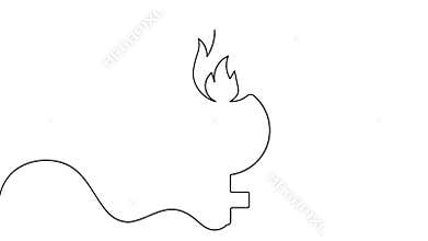 Female symbol with flame continuous one line drawing animation