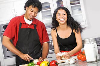Couple cooking