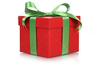 Red gift box for gifts on Christmas, birthday or Valentines day
