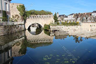 Fortifications are reflected in the Loir River (France)