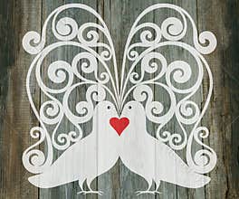 Valentine day wedding background doves heart