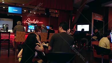Couple enjoing their meal inside casino restaurant