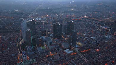 Istanbul metropolitan cityscape showing urban business districts, illuminated streets, residential areas in Turkiye