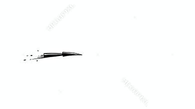 Hand-drawn black ink arrow flying animation with speed lines