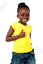 Thumbs up African American girl.