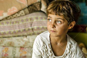 Close-up of a poor girl from Romania
