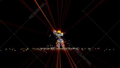 Social Network Icons Robot Dancing with red lasers