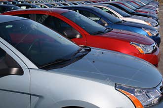 Cars in new car lot