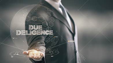 Due Deligence with hologram businessman concept