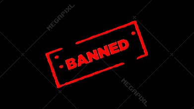 Red rubber ink stamp Banned signed zoom in and zoom out with alpha channel transparency backgrounds