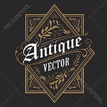 Antique border western frame vintage label hand drawn typography