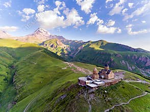 Gergeti Trinity Church Or Tsminda Sameba - Holy Trinity Church Near Village Of Gergeti In Georgia.