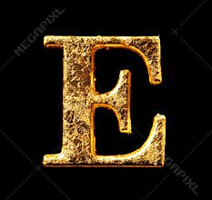 Alphabet and numbers in gold leaf