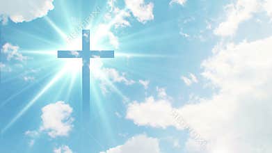 Christian cross appears bright in the sky