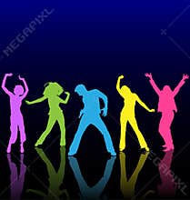 Dance club silhouette people silhouettes fun dancers night hip hop clip male young fashion adult nightclub party female man group