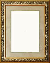 Antique rustic golden picture frame isolated