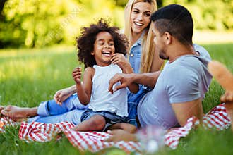 Happy family having fun time on picnic