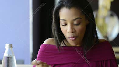 Girl eating fresh salad