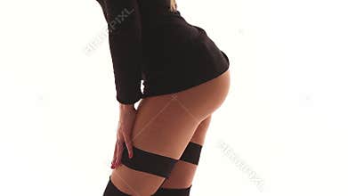 woman in black lingerie dancing