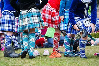 Traditional scottish Highland dancing in kilts