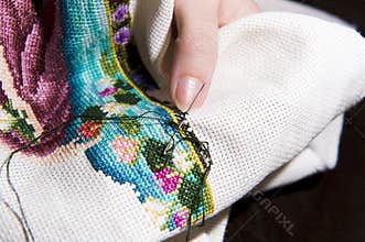 Cross stitch art in the making