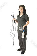 Happy Cosmetology Student with Her Tools