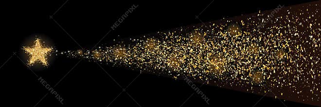 Golden glitter bring gold confetti horizontal banner