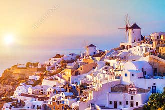 Oia village at sunset, Santorini island