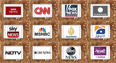 Logos of top famous tv news channels and networks
