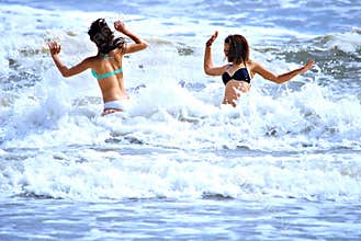 Playing in the ocean