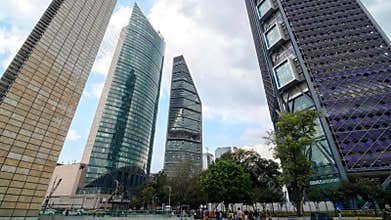 MEXICO-CITY, MEXICO - OCTOBER 10, 2015: Skyscrapers at Avenida Reforma timelapse.