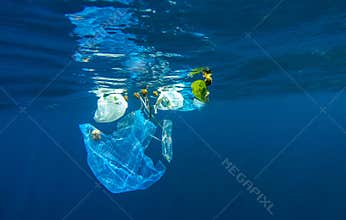 Discarded plastic in ocean