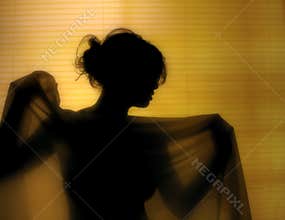 Veiled girl silhouette