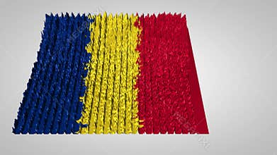 3d sound wave chart textured with the Romanian flag