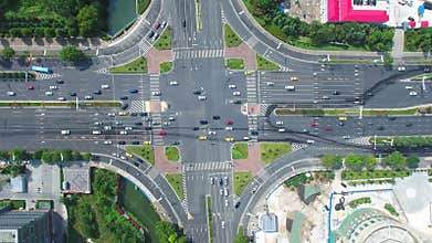 Aerial view of traffic intersection in nanjing,china