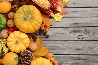 Fall background with pumpkins