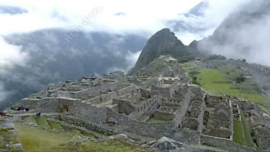 View of the ancient Inca City of Machu Picchu. The 15-th century Inca site.'Lost city of the Incas'.