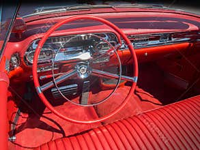 Cadillac dashboard in red